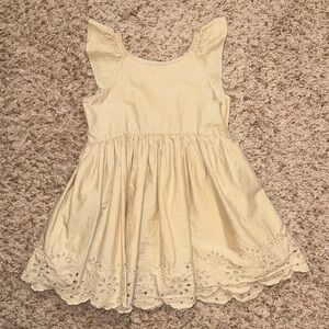 Size 4 girls Baby Gap khaki/beige flutter sleeve eyelet dress.